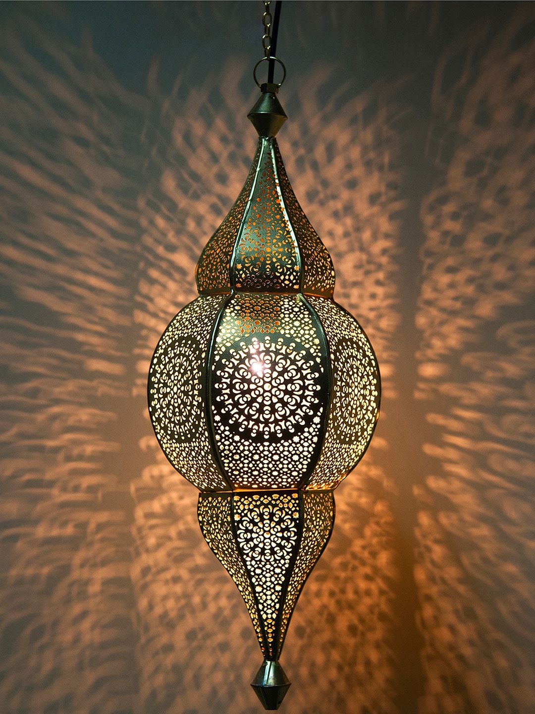 Homesake Gold-Toned Textured Hanging Lantern Price in India