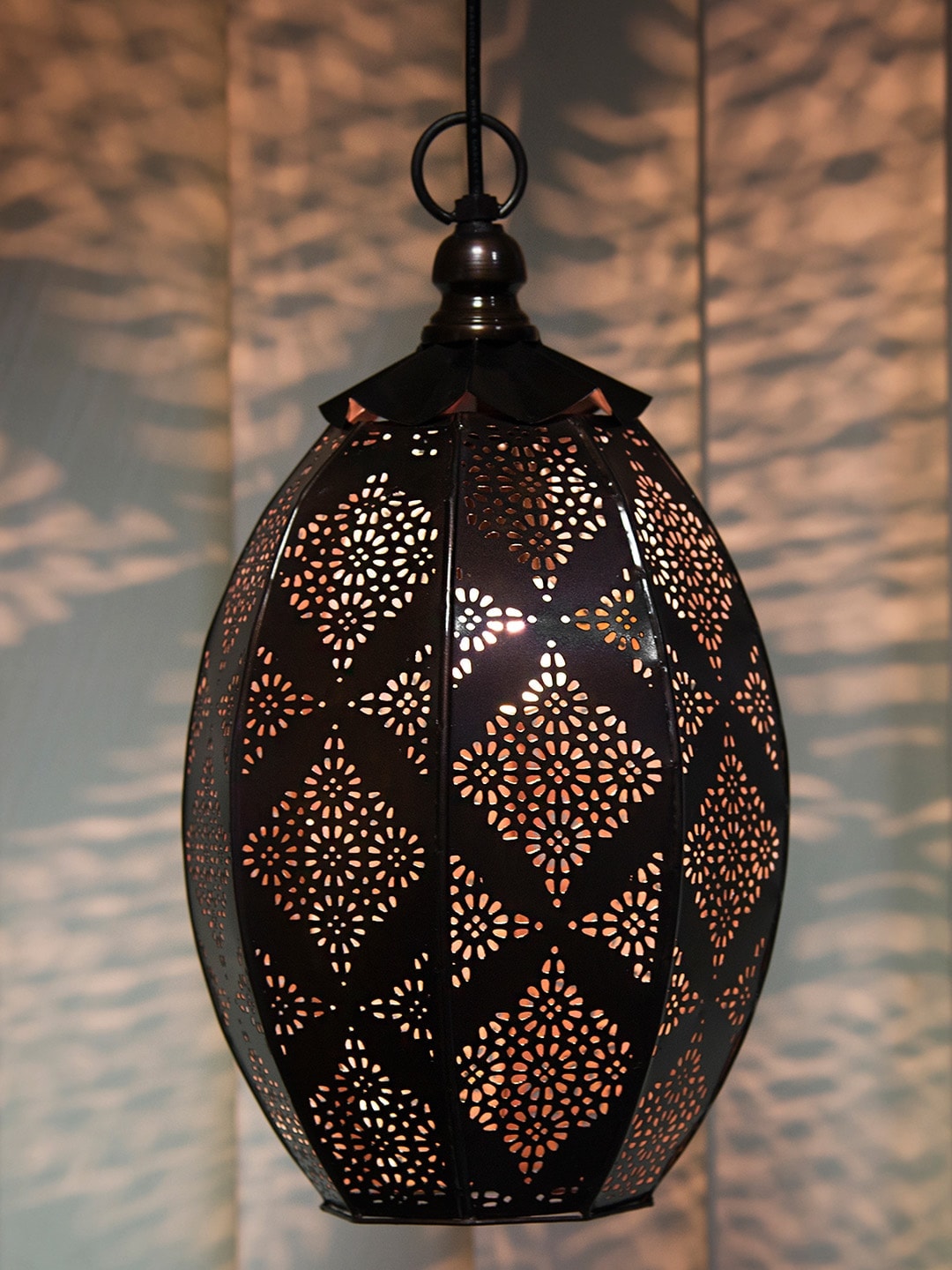 Homesake Copper-Toned Self Design Hanging Lantern Price in India