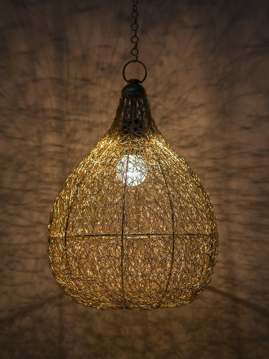 Homesake Gold-Toned Textured Hanging Lamp Price in India