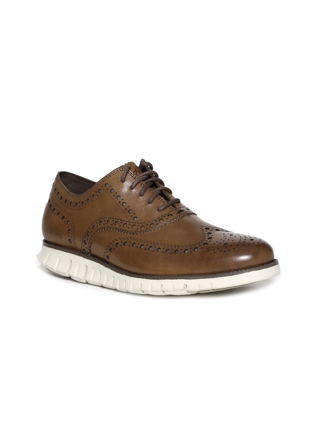 Cole Haan Men Tan Brown Leather Oxfords