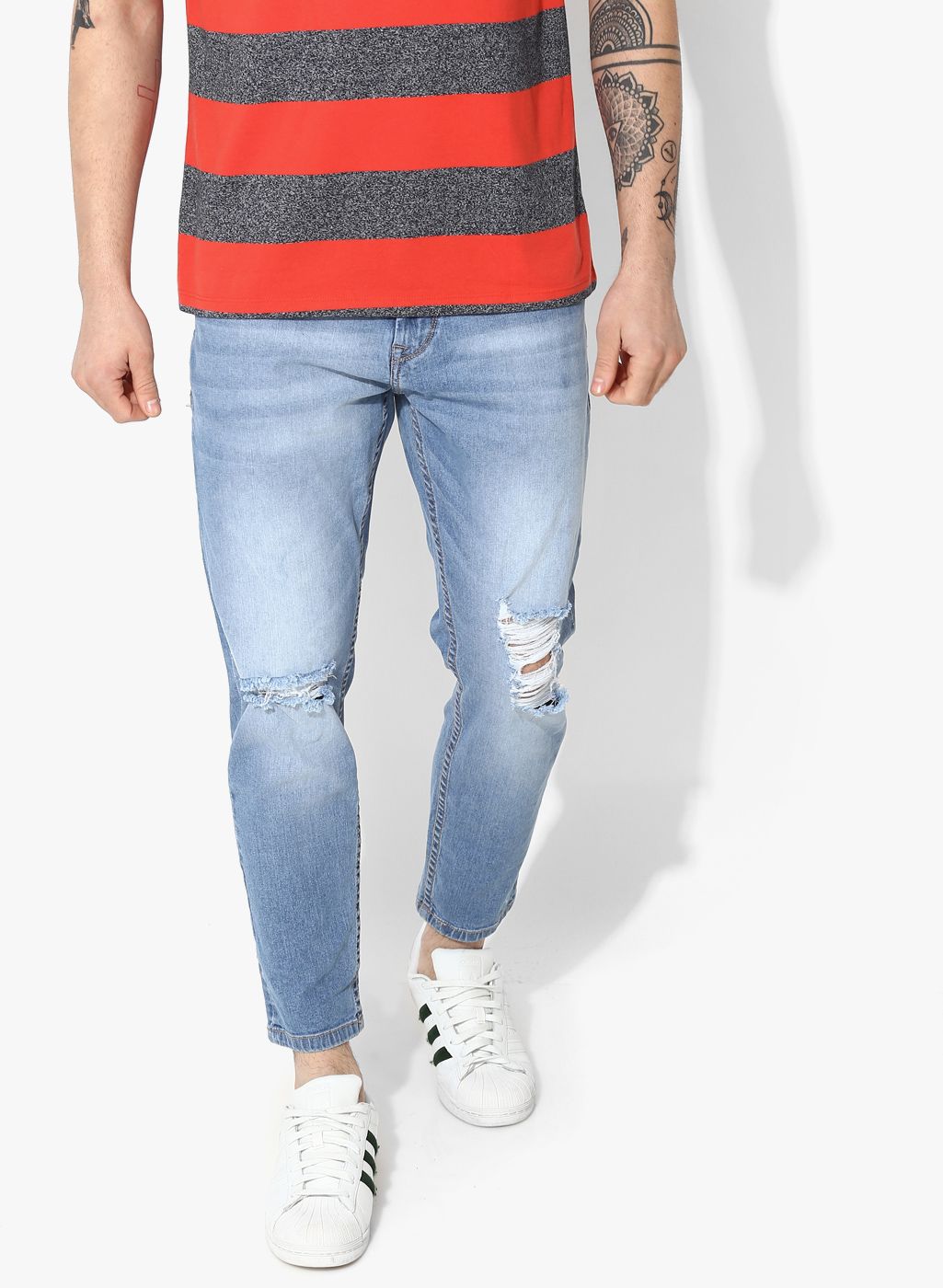 Moda Rapido Blue Washed Mid Rise Slim Fit Jeans
