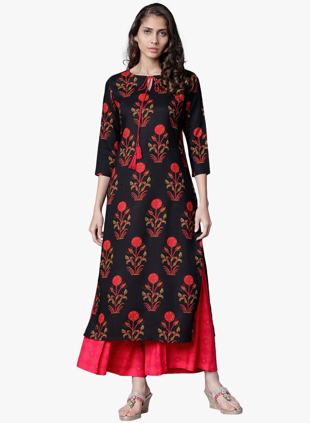 black printed palazzo