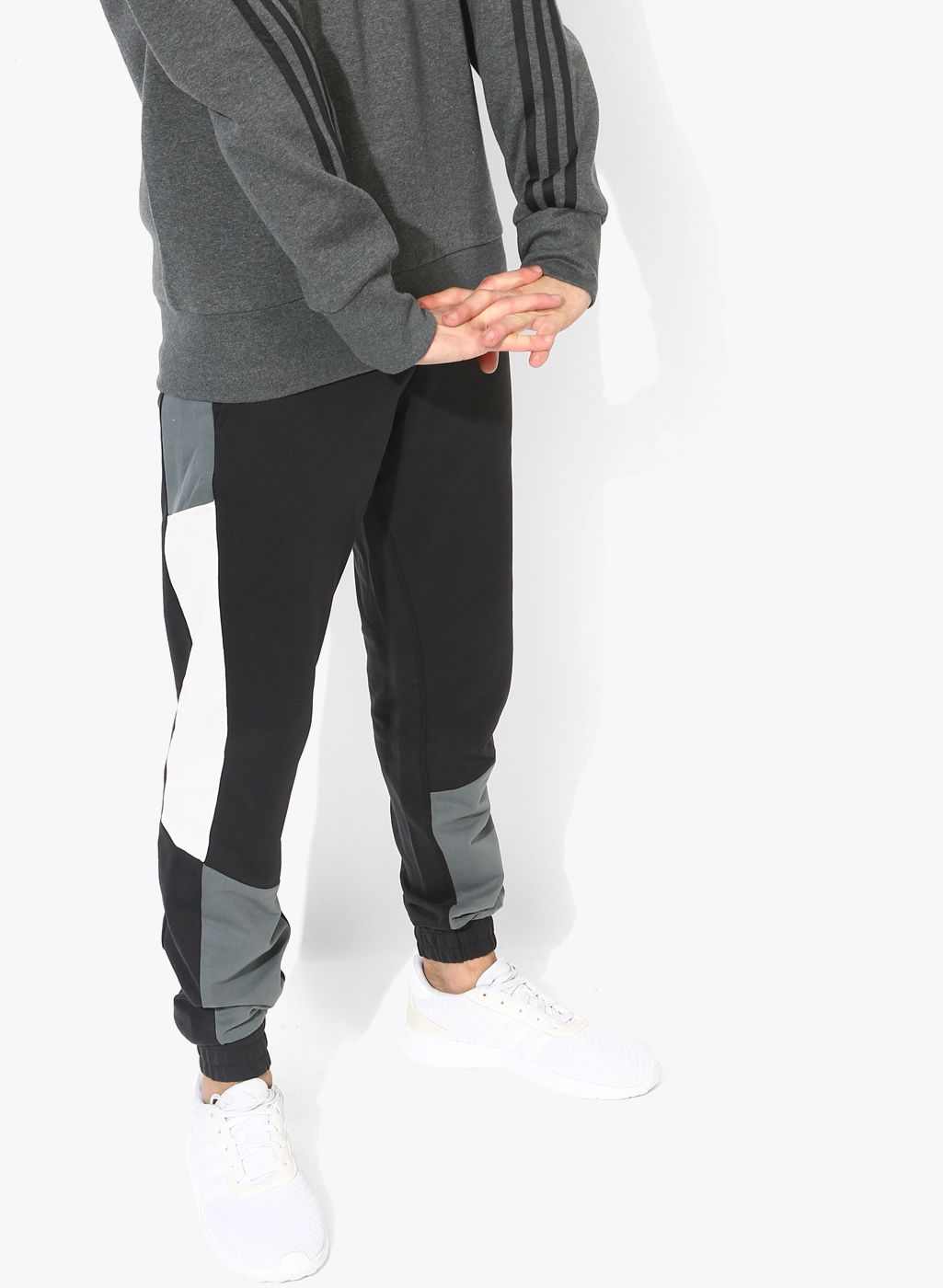HRX by Hrithik Roshan Black & Charcoal Grey Colourblocked Joggers