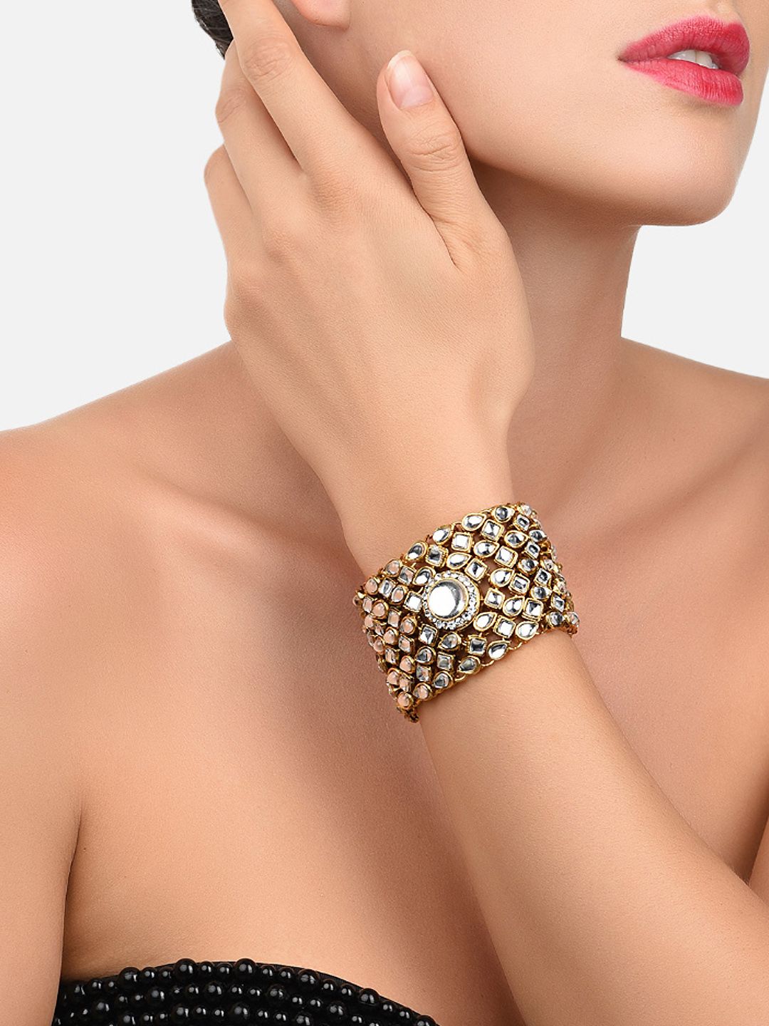 Zaveri Pearls Gold-Toned Wraparound Bracelet Price in India