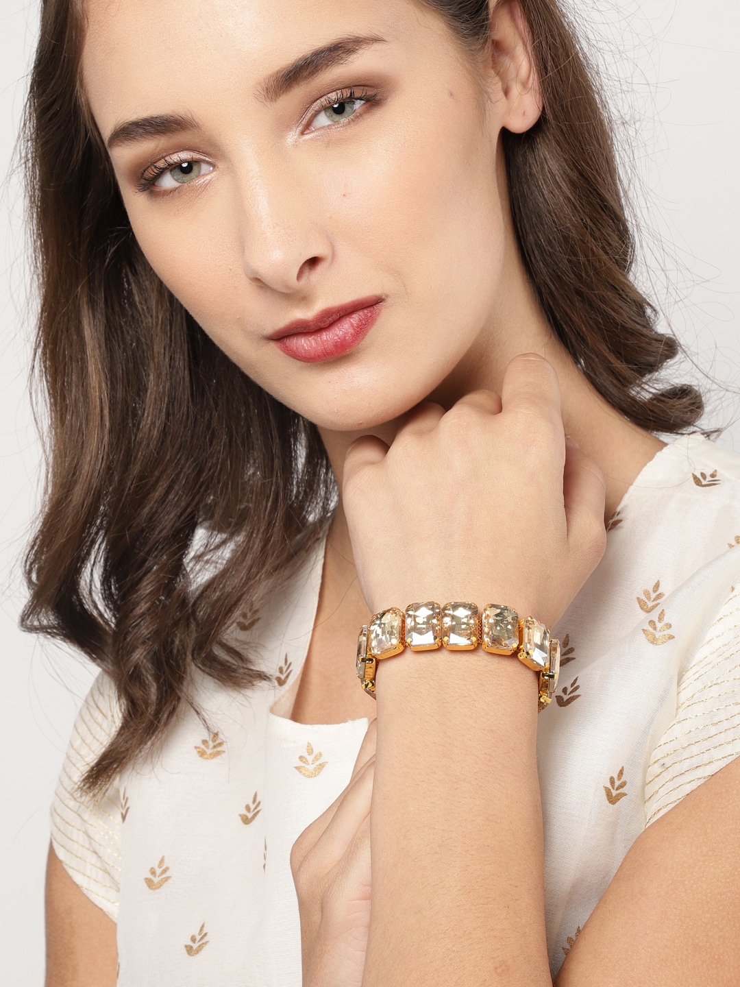 Zaveri Pearls Gold-Toned Wraparound Bracelet Price in India
