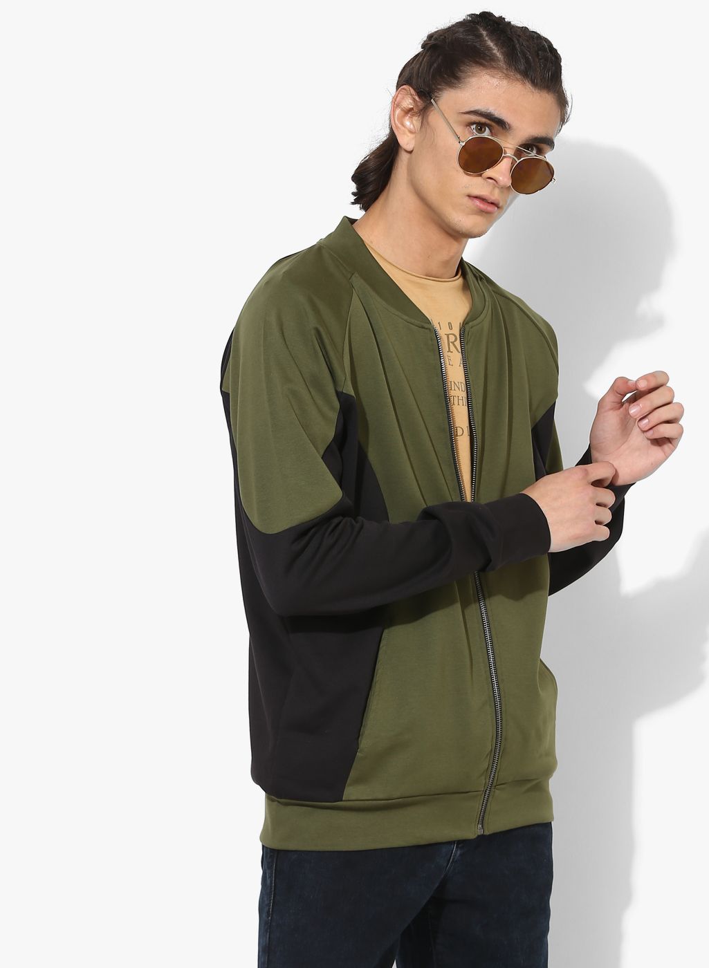 SKULT by Shahid Kapoor Olive Solid Hooded Sweatshirt