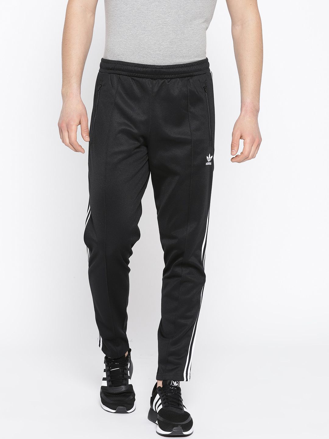 ADIDAS Originals Men Black Solid BeckenBauer Track Pants ADIDAS Originals Men Black Solid BeckenBauer Track Pants