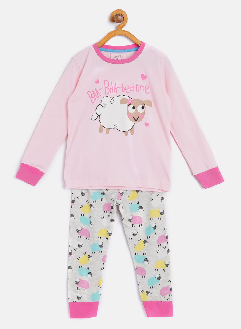 Lazy Shark Pink Printed Night Suit