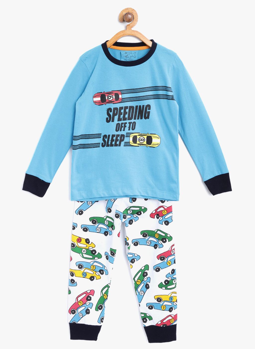 Lazy Shark Blue Printed Night Suit