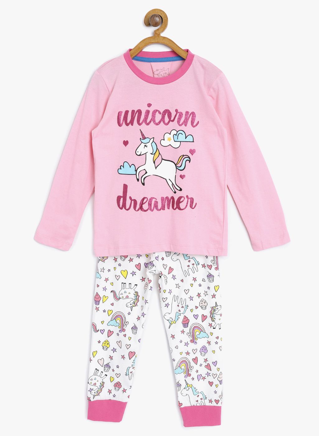 Lazy Shark Pink Printed Night Suit