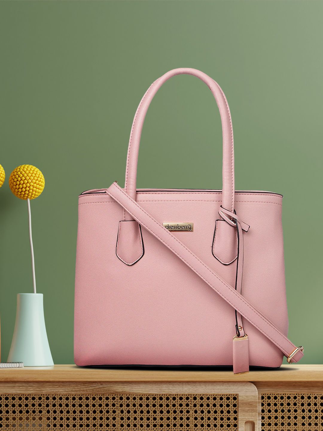 DressBerry Pink Solid Shoulder Bag Price in India