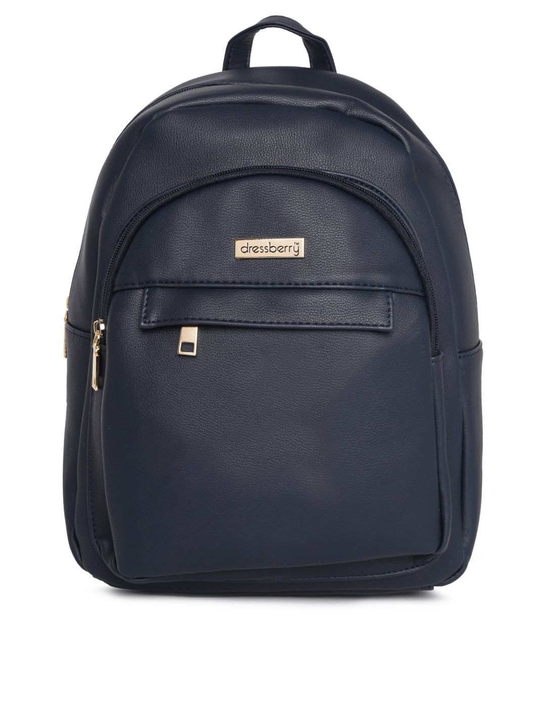 DressBerry Women Navy Blue Solid Backpack Price in India