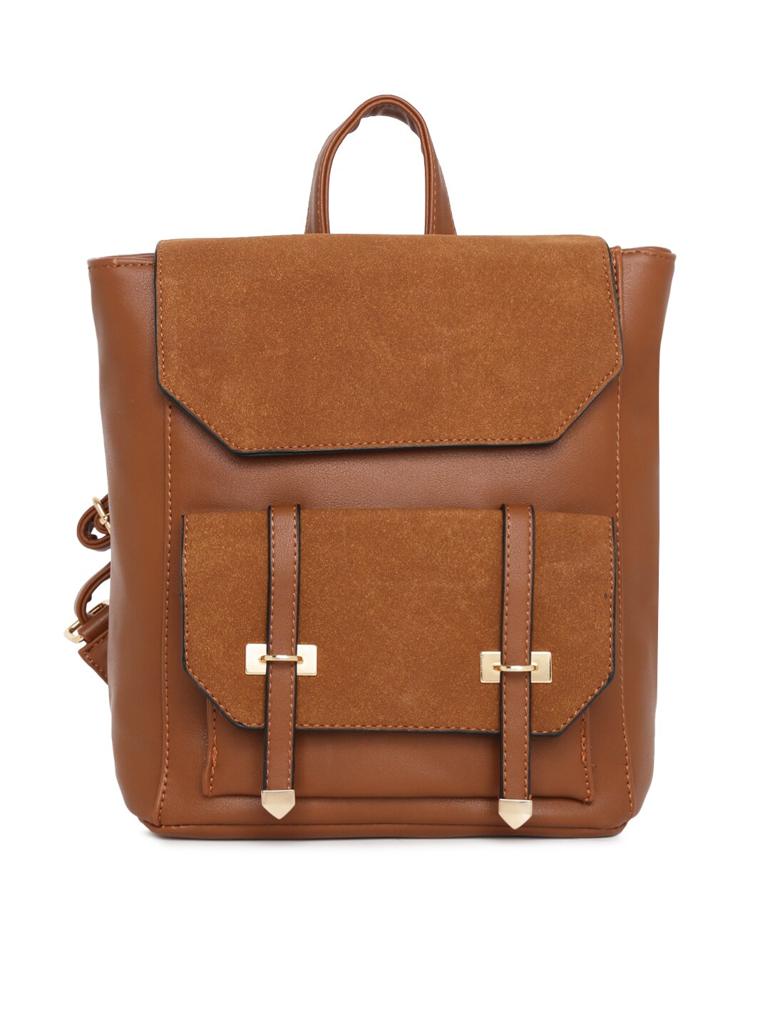 Mast & Harbour Women Brown Solid Backpack Price in India