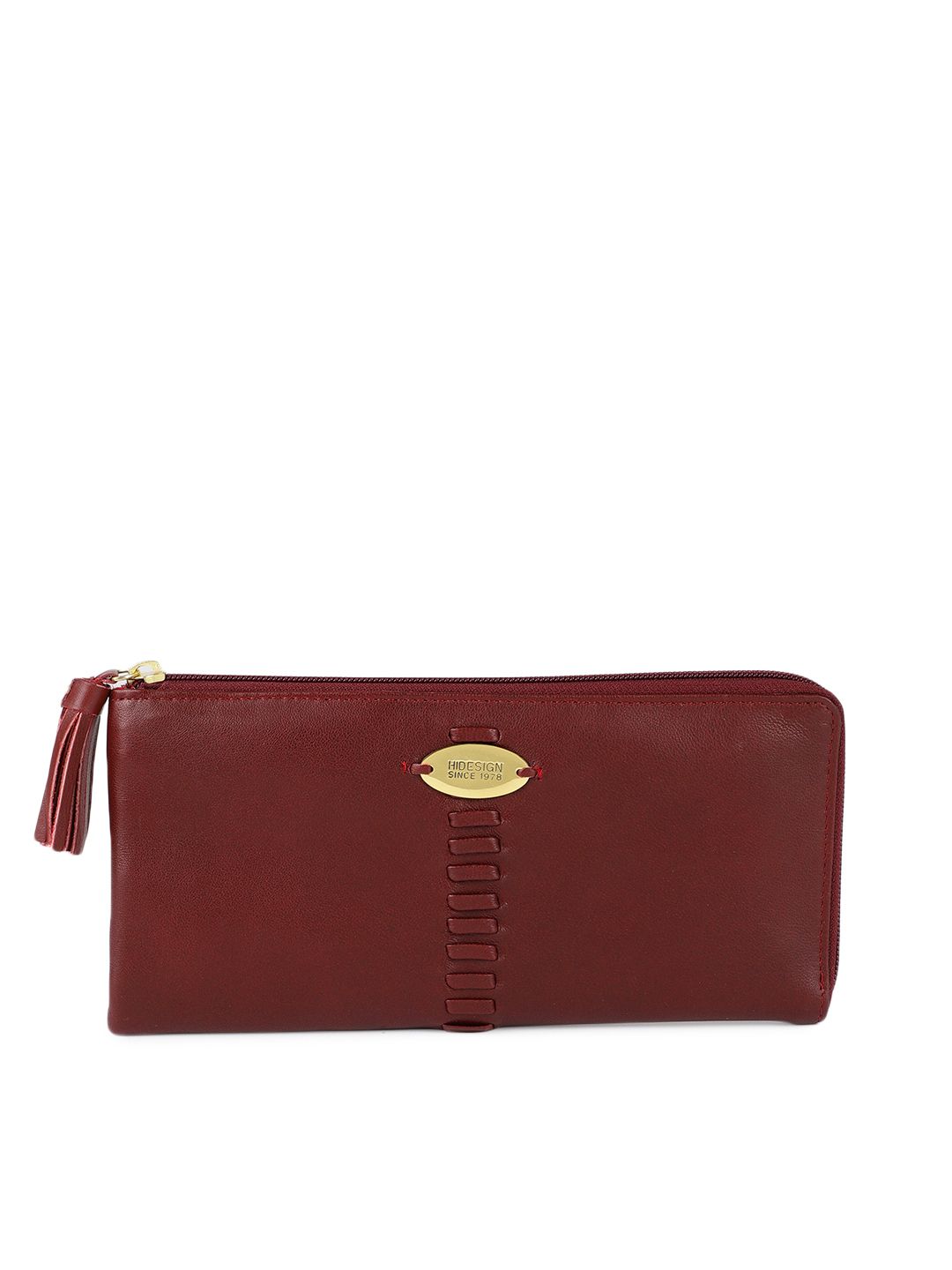 Hidesign Women Leather Red Solid Zip Around Wallet Price in India