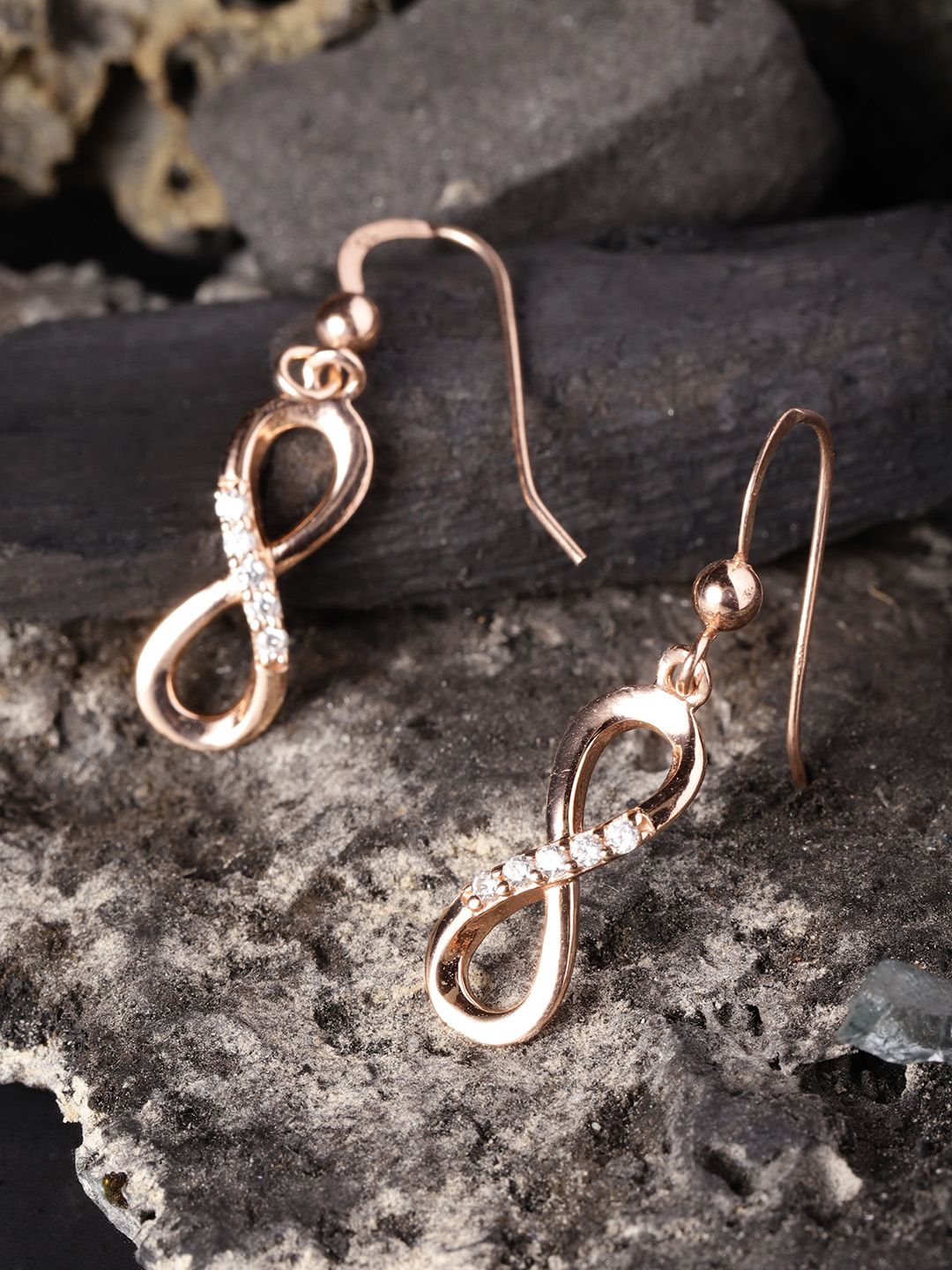 Carlton London Rose Gold-Plated 925 Sterling Silver Stone-Studded Drop Earrings Price in India