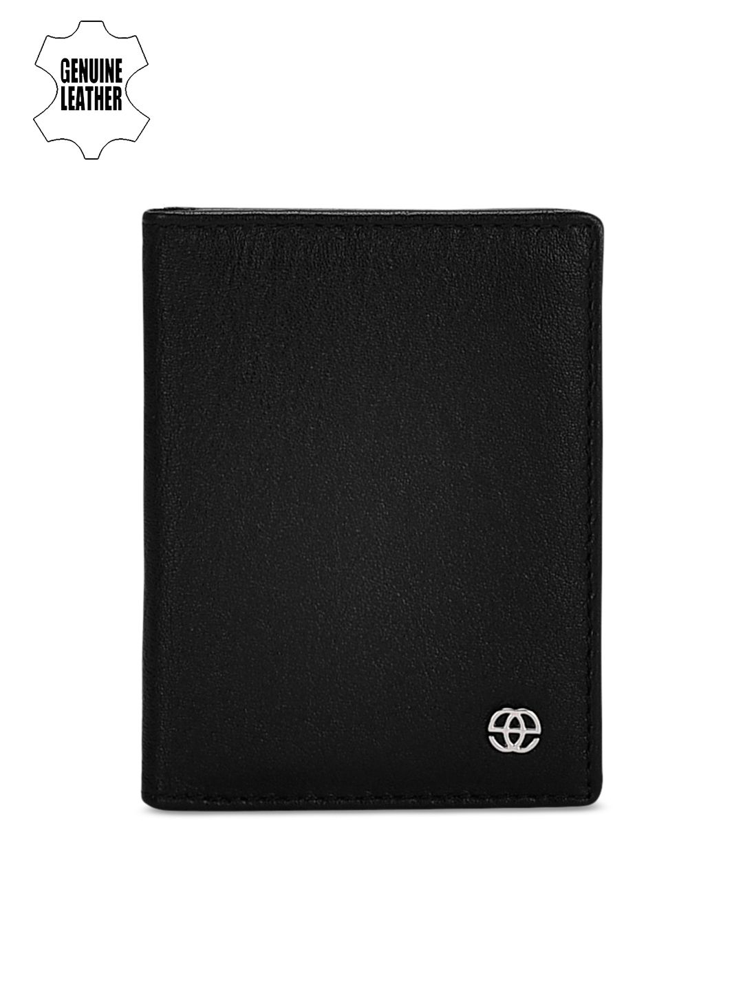 Eske Unisex Black Solid Leather Card Holder Price in India