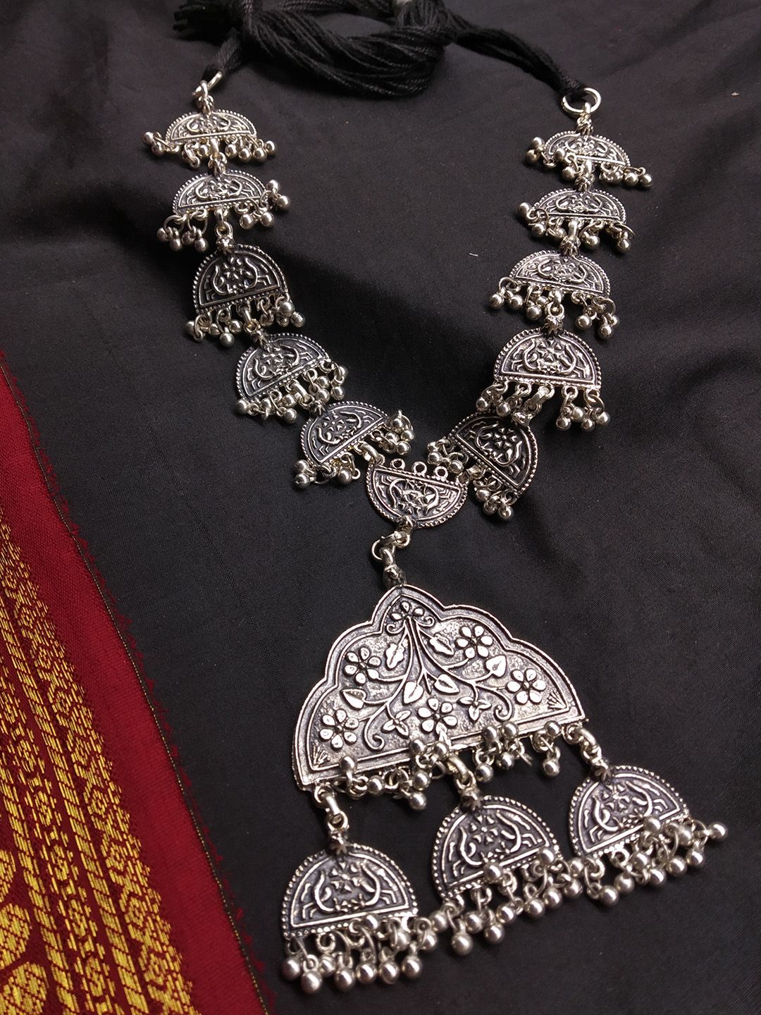 Fida Silver-Toned Oxidised Necklace Price in India