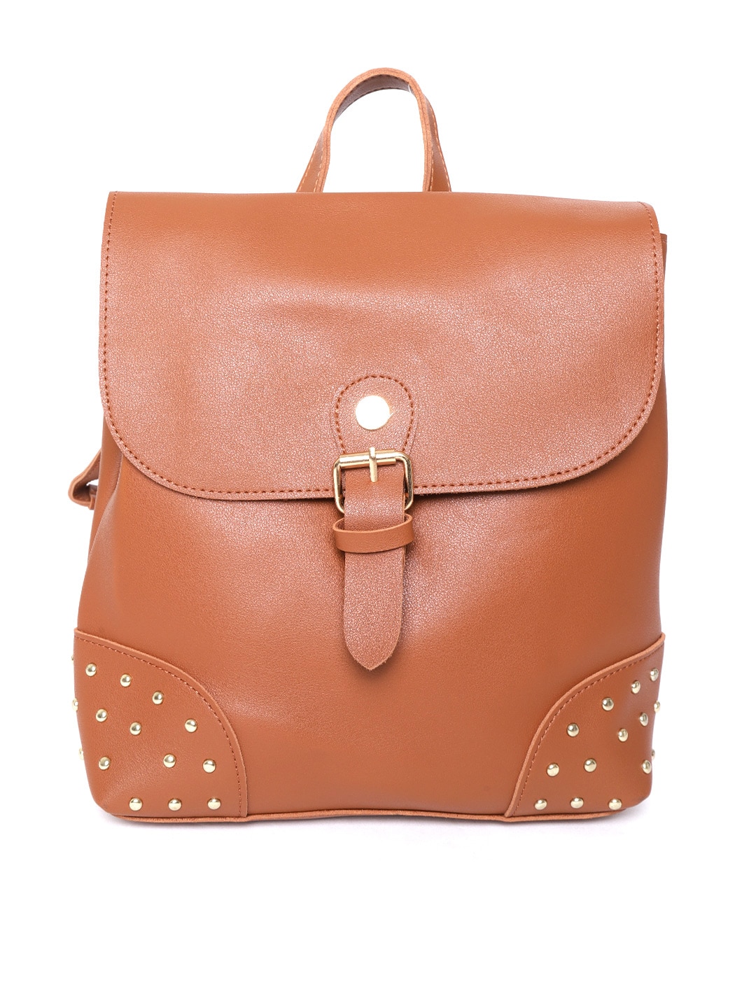 Lino Perros Women Tan Brown Solid Backpack Price in India