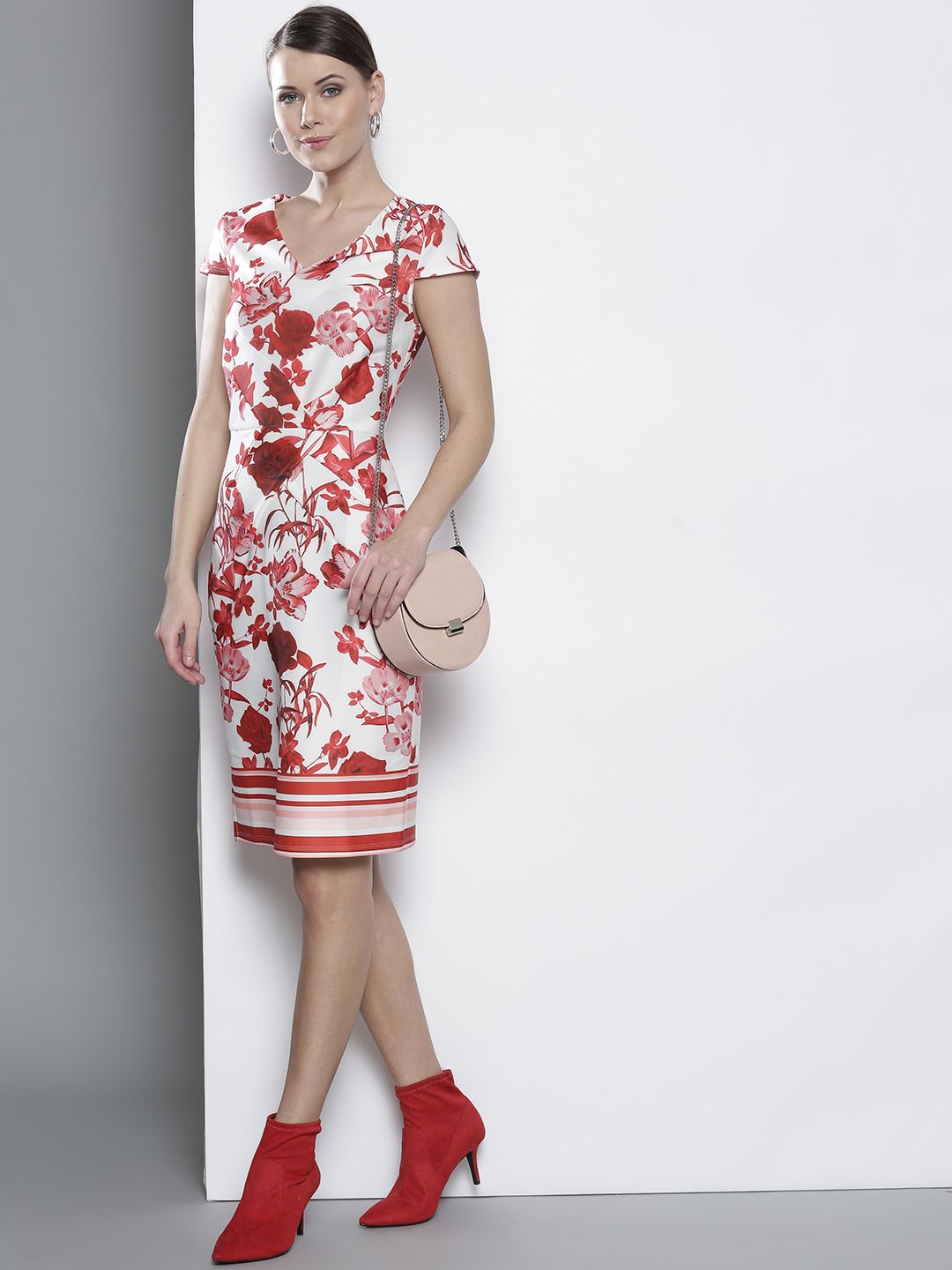 Red Party Dress with Sleeves