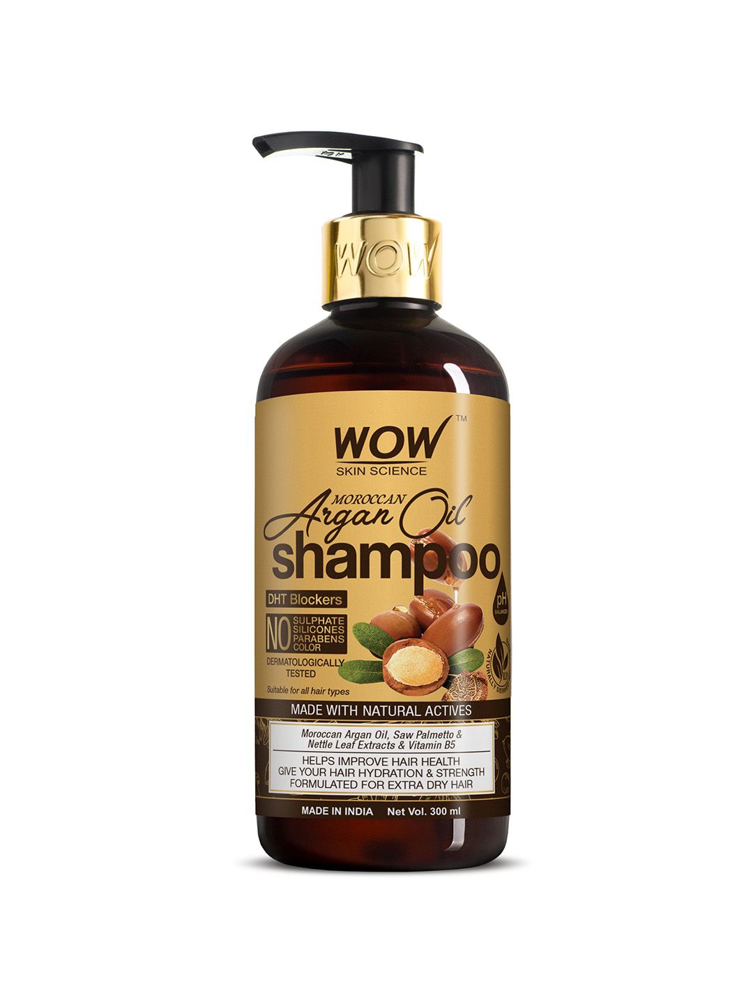 WOW Skin Science Moroccan Argan Oil Shampoo (with DHT Blocker) - 300 mL
