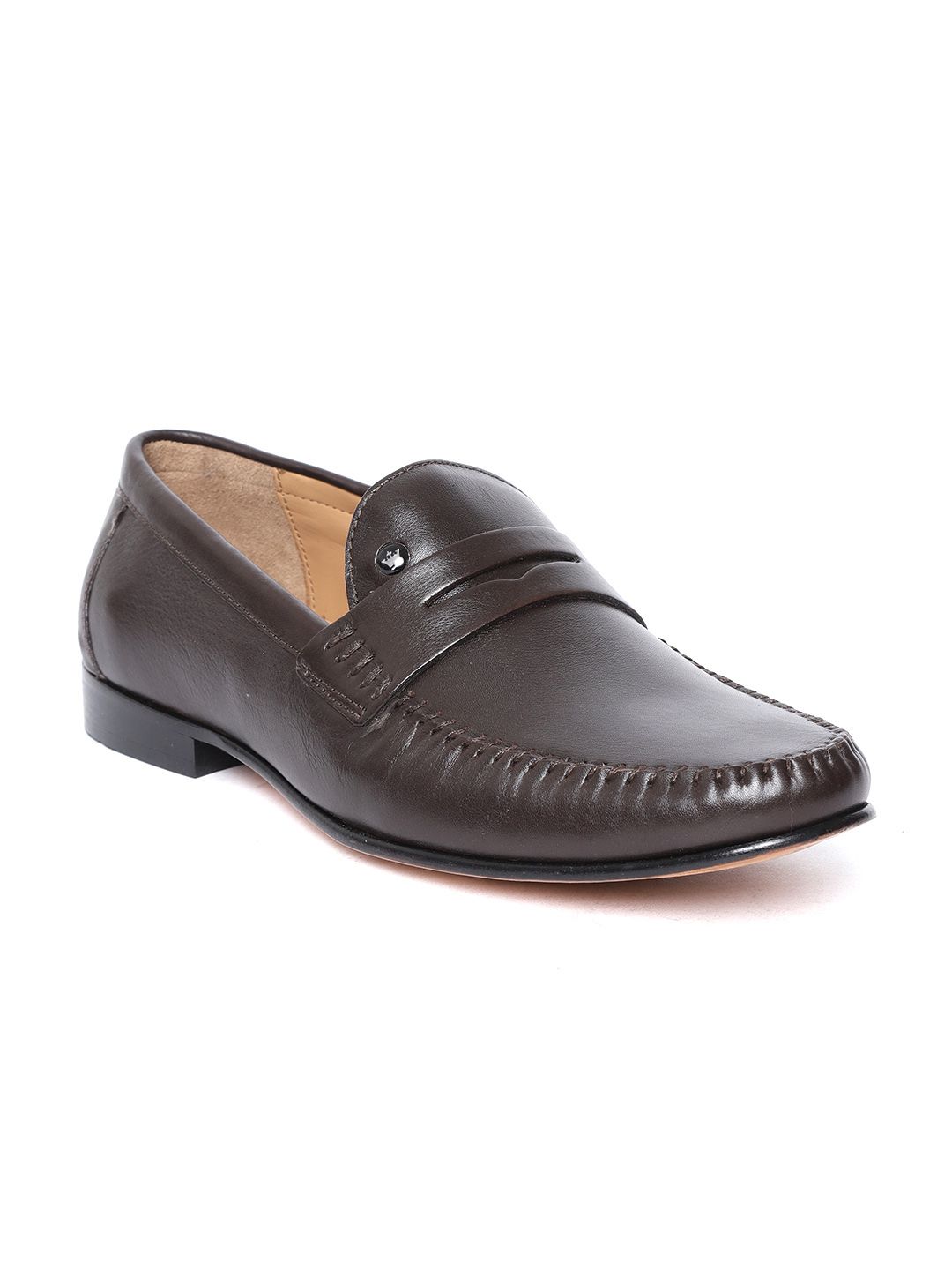 Louis Philippe Men Coffee Brown Leather Formal Slip-Ons