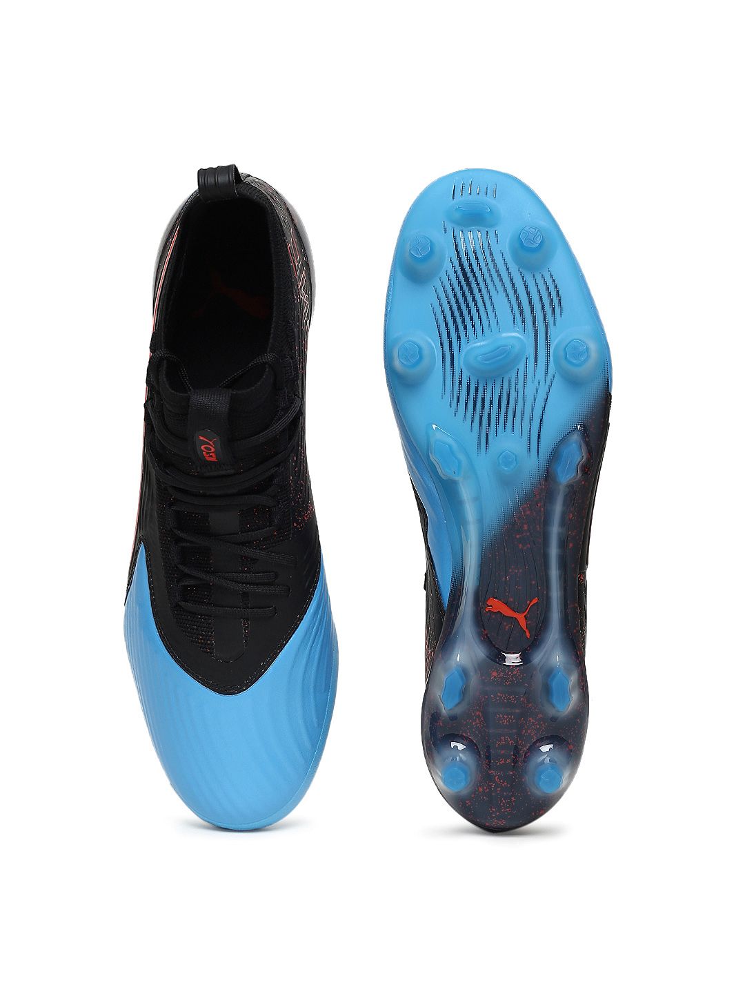 Buy Puma Men Black & Blue ONE 19.1 FG/AG Leather Football Shoes