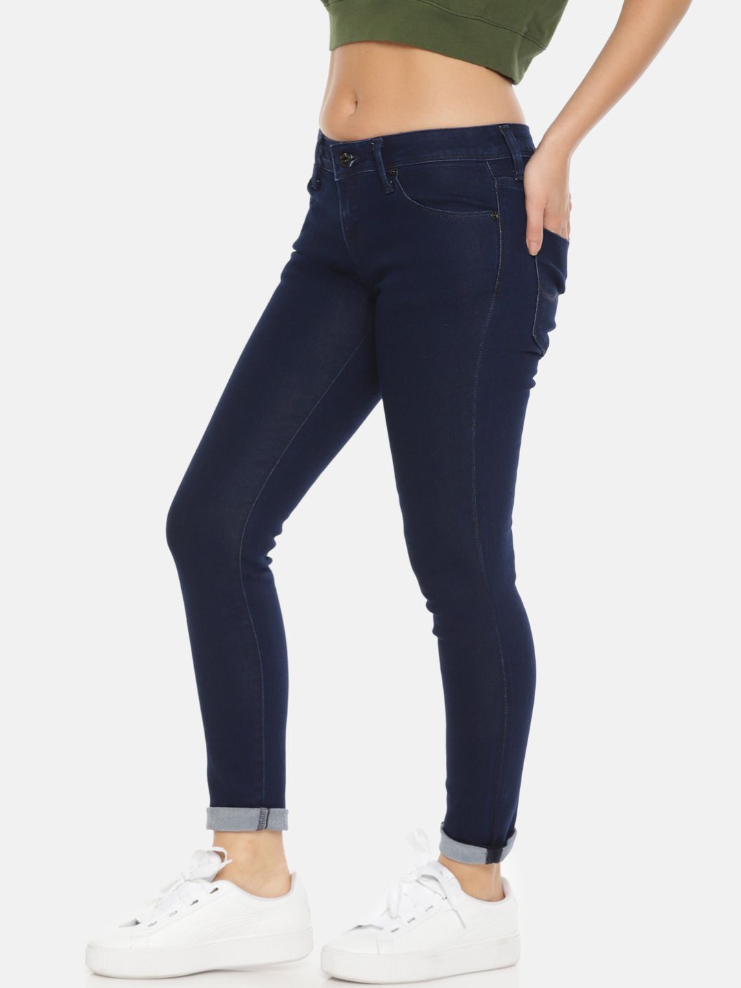 Pepe Jeans Women Blue Jegging Super Skinny Fit Mid-Rise Clean Look Stretchable Jeans Price in India