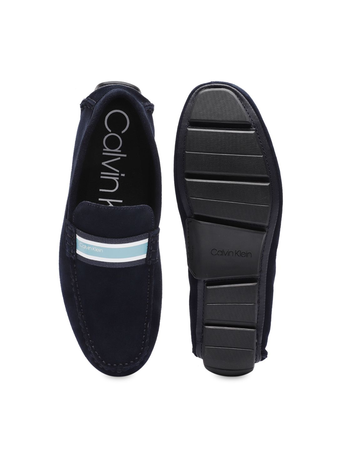 Buy Calvin Klein Men Navy Blue Suede Loafers - Casual Shoes  display picture 2