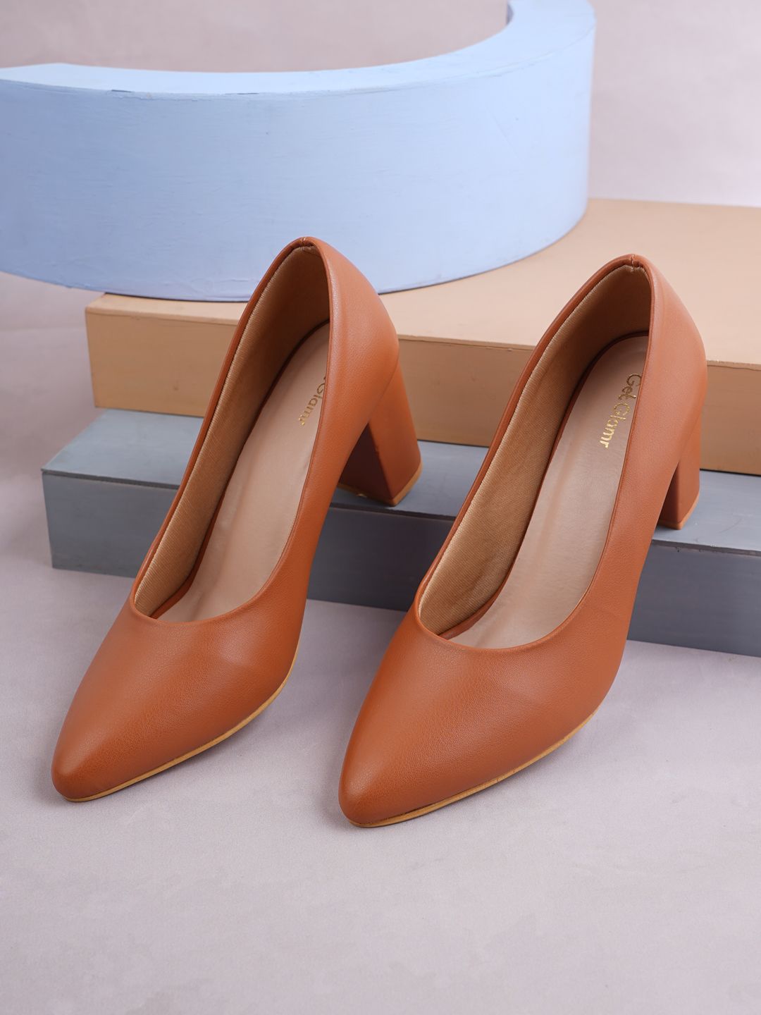 Get Glamr Women Tan Brown Solid Pumps Price in India