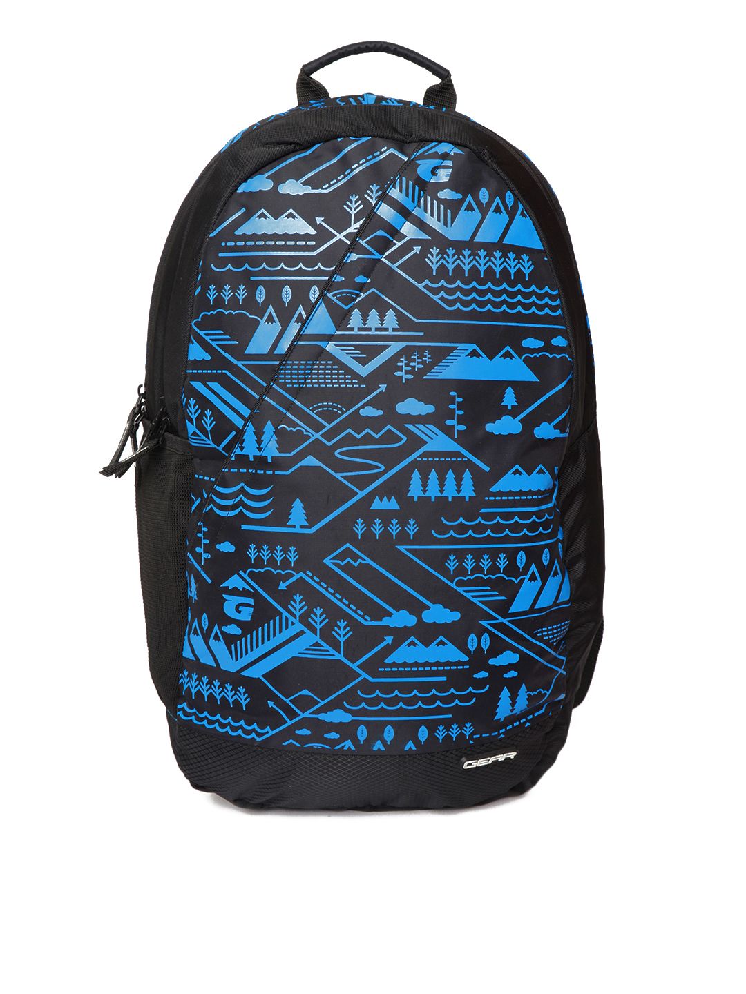 Gear Unisex Black & Blue Graphic Backpack Price in India