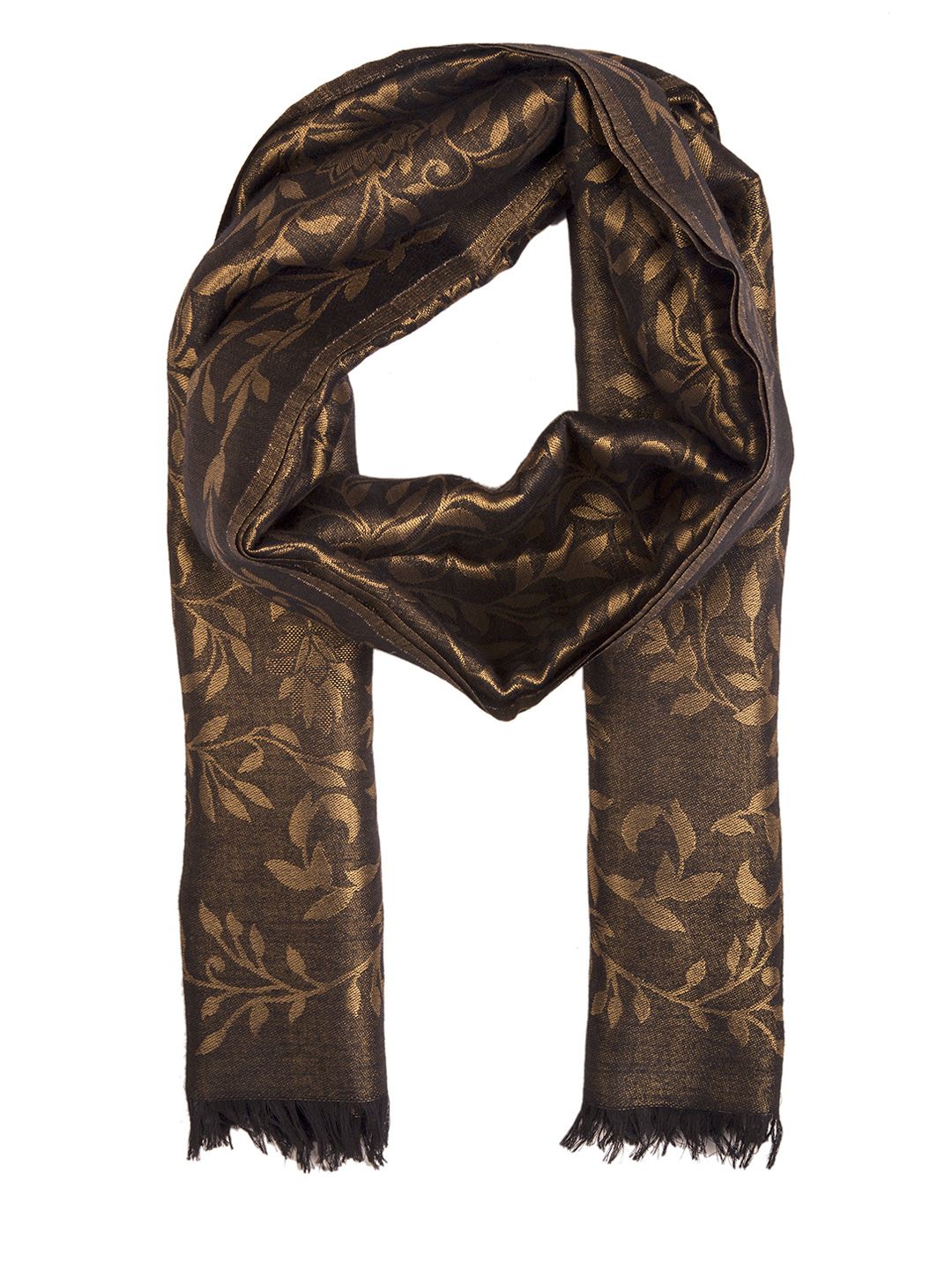 SHINGORA Women Black & Gold-Coloured Woven Design Stole Price in India