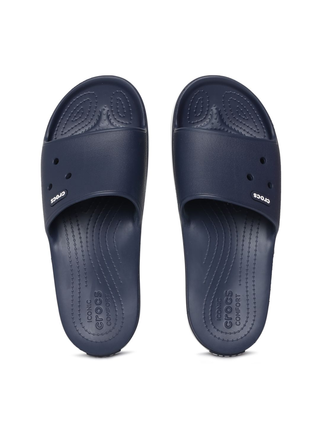 Crocs Unisex Navy Blue Solid Sliders Price in India