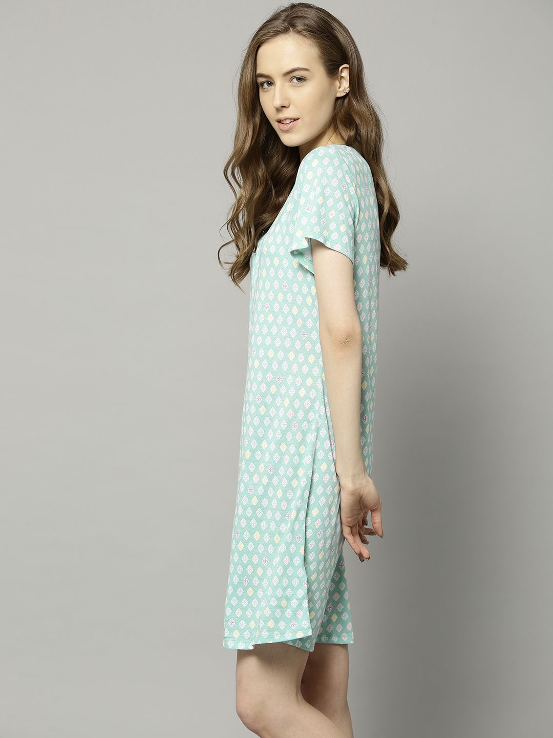 Buy Marks & Spencer Sea Green & White Printed Nightdress T373837 - Nightdress for Women 8571965 | Myntra Buy Marks & Spencer Sea Green & White Printed Nightdress T373837 - Nightdress for Women 8571965 | Myntra