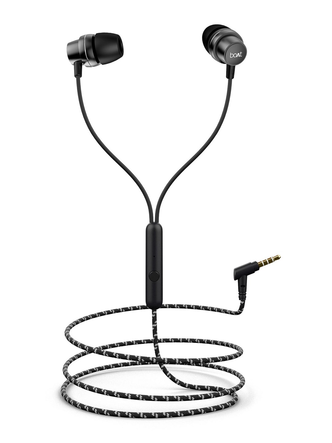 boAt BassHeads 182 Black Braided Wired Earphones with Enhanced Bass & Metallic Finish Price in India