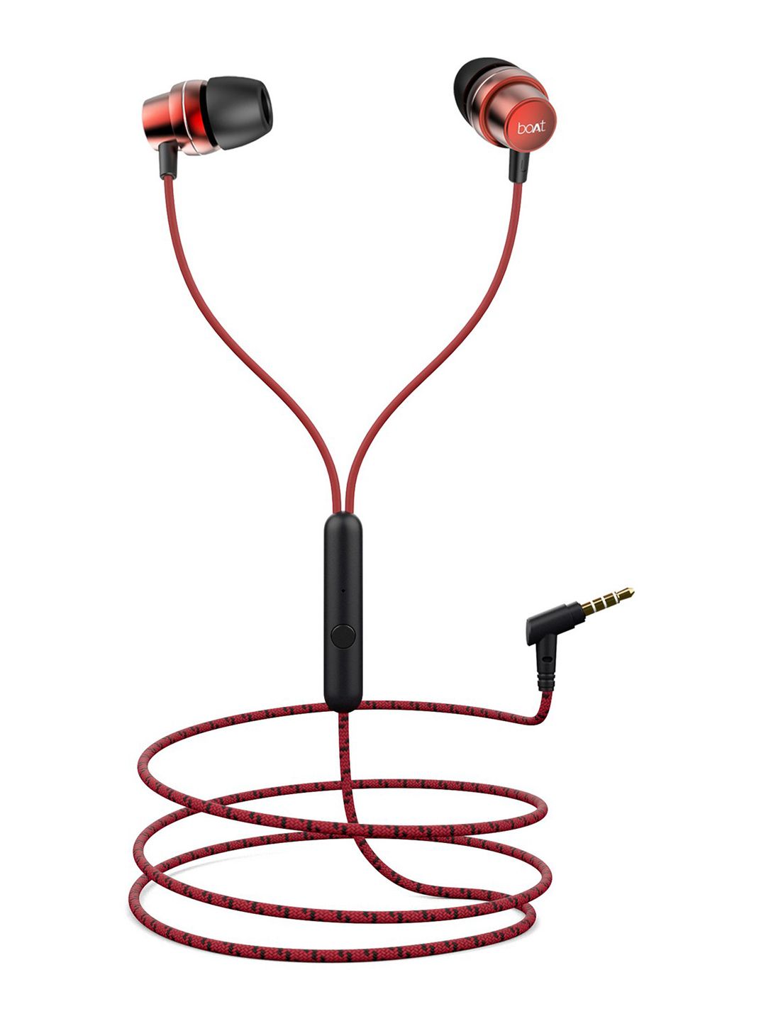 boAt BassHeads 182 Red Braided Wired Earphones with Enhanced Bass & Metallic Finish Price in India