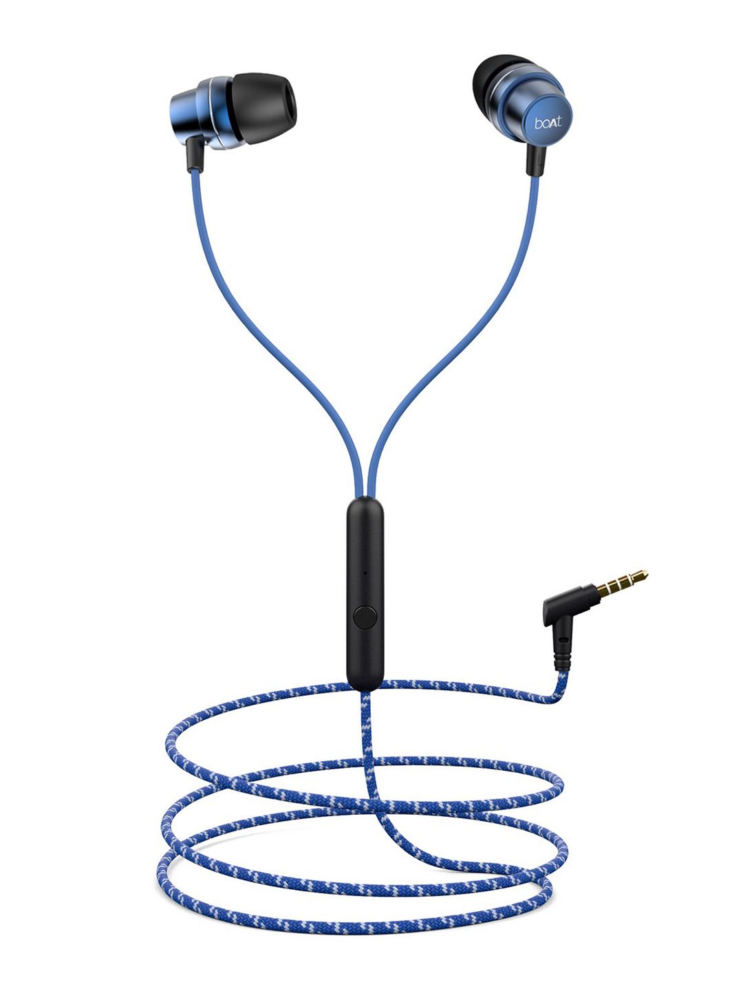 boAt BassHeads 182 Blue Braided Wired Earphones with Enhanced Bass & Metallic Finish Price in India
