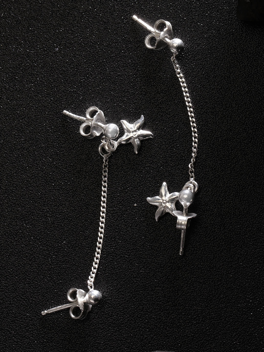 Carlton London 925 Sterling Silver Star-Shaped Connected Drop Earrings Price in India