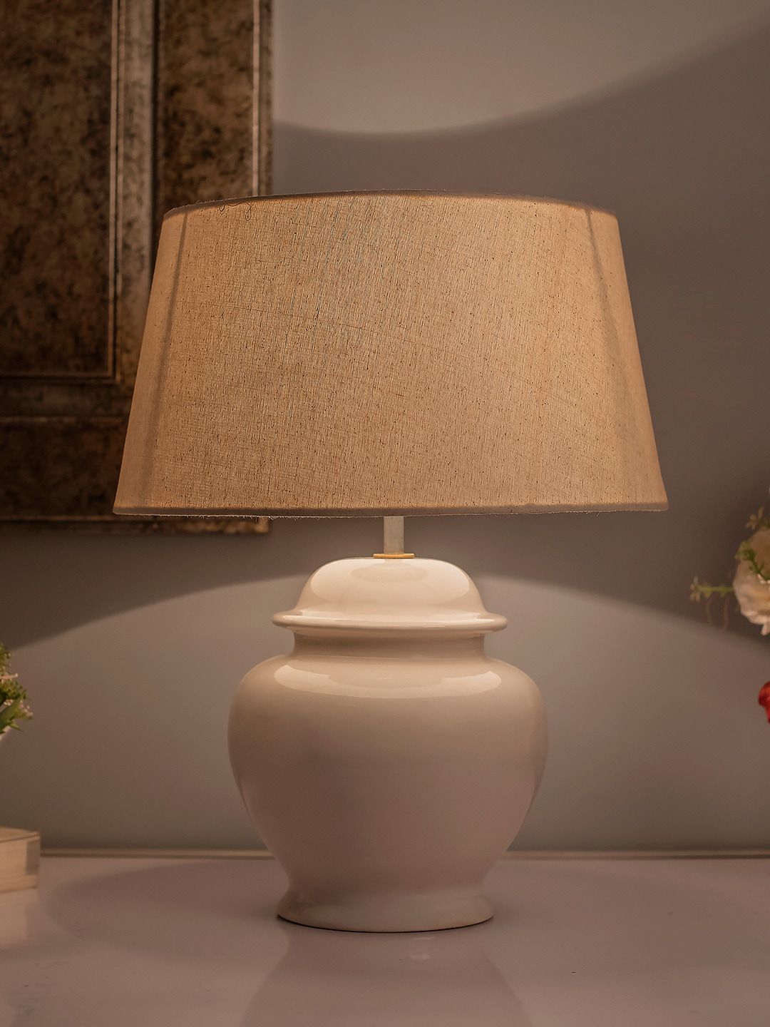 Homesake White Solid Handcrafted Bedside Standard Lamp Price in India