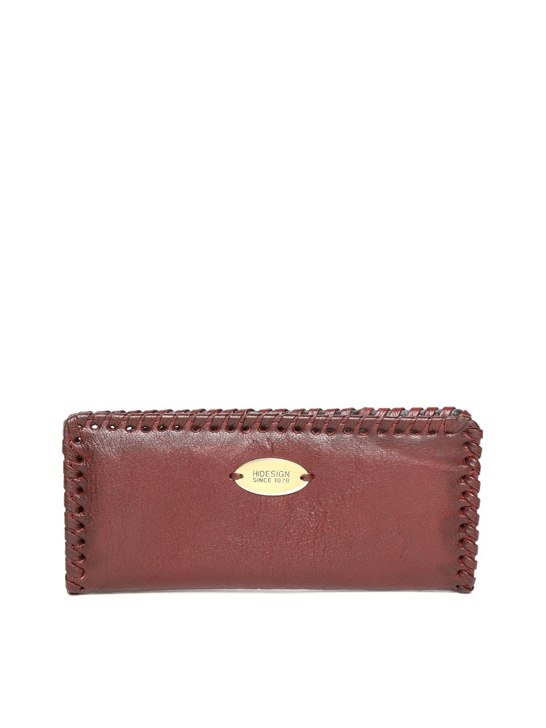 Hidesign Women Maroon Solid Leather Two Fold Wallet Price in India