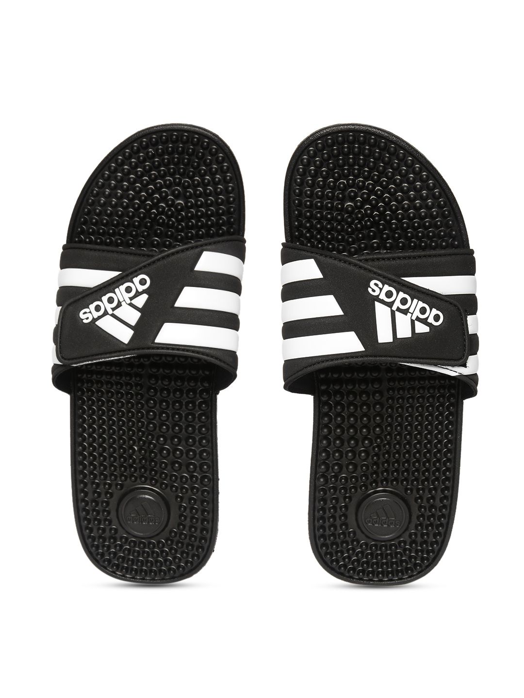 ADIDAS Unisex Black & White ADISSAGE Striped Sliders Price in India