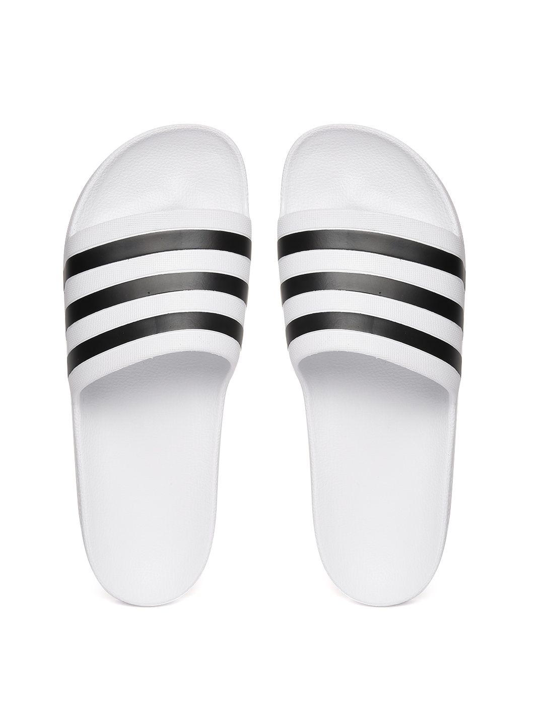 ADIDAS Unisex White & Black ADILETTE AQUA Striped Sliders