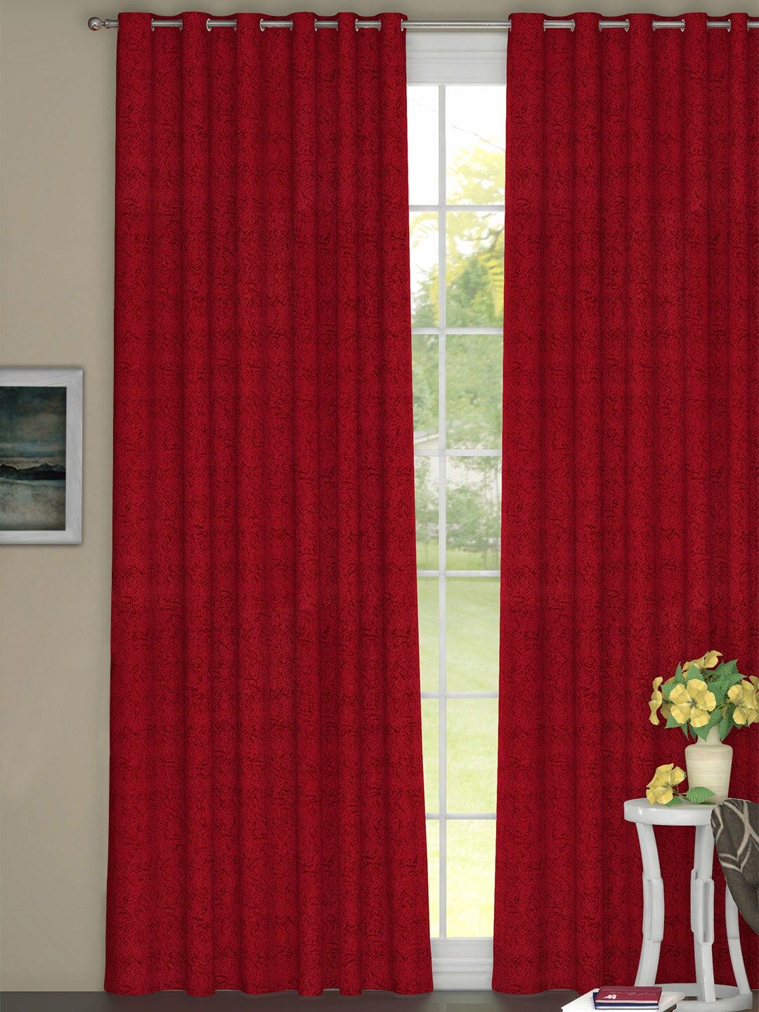 GM Red Room Darkening Door Curtains Price in India