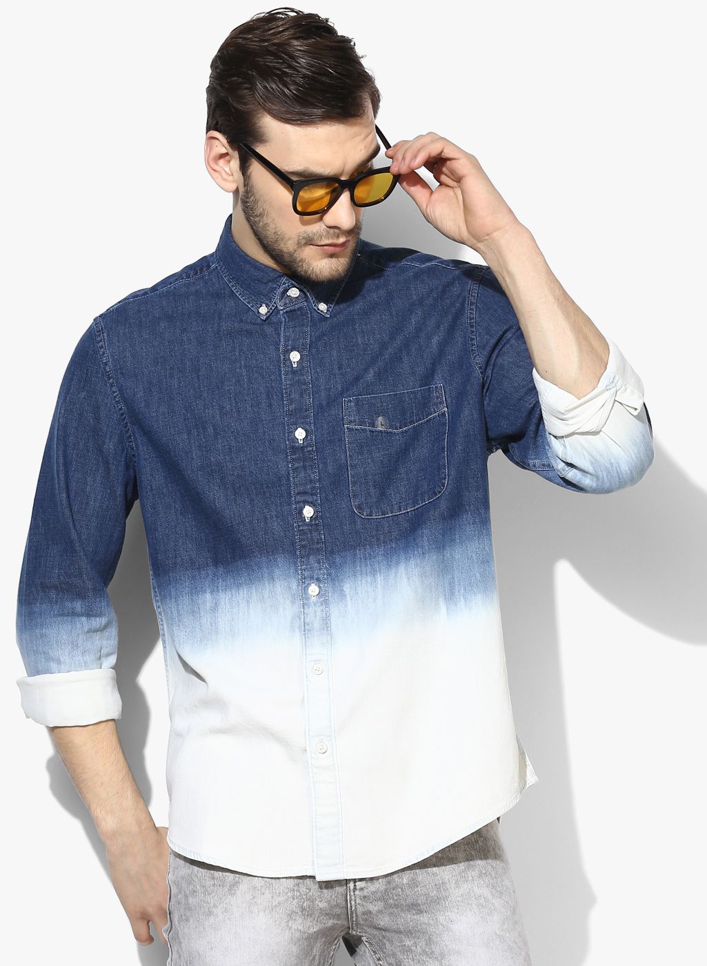 American Eagle Outfitters Blue Slim Fit Faded Casual Shirt