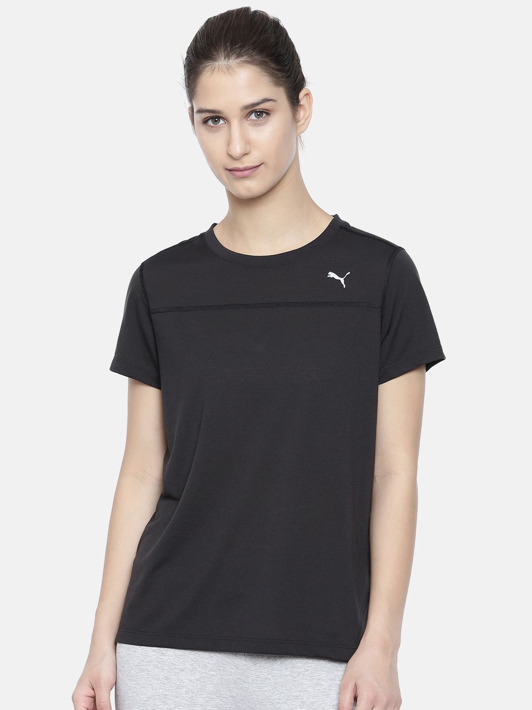 Puma Black Solid S S W Round Neck Dry-Cell T-Shirt Price in India