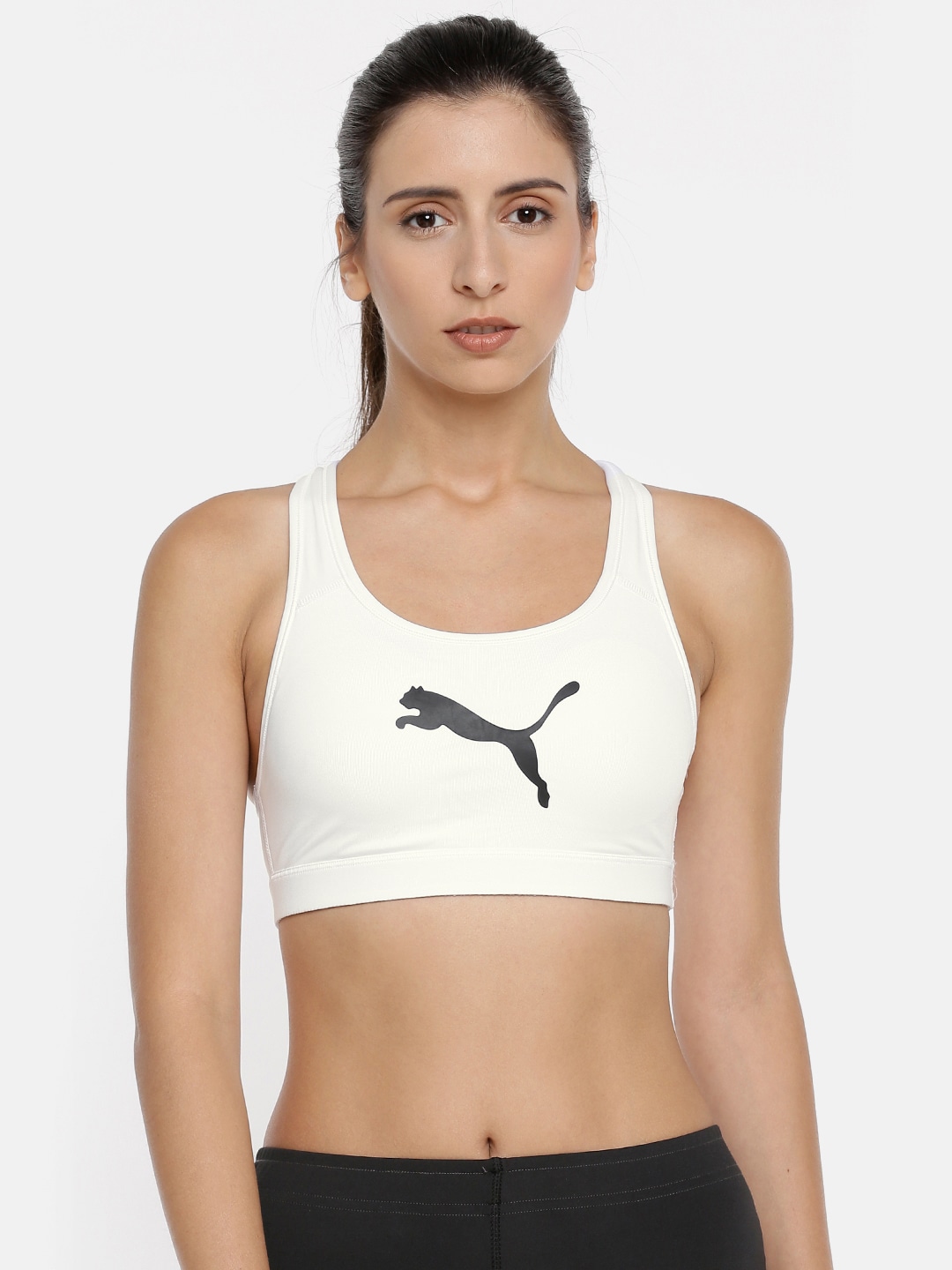 Puma White Solid Non-Wired Lightly Padded 4Keeps Sports Bra 51699808 Price in India