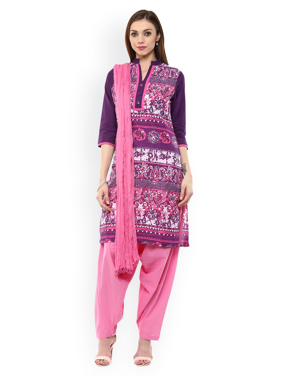 Buy Jaipur Kurti Purple & Pink Patiala Kurta Set With Dupatta Apparel