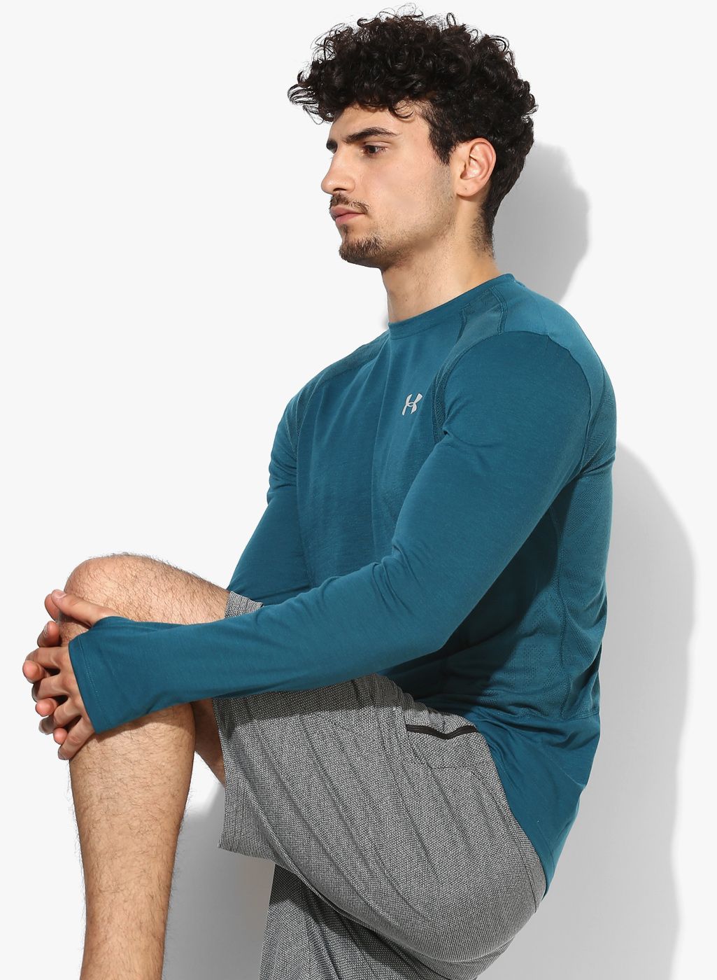 Buy Under Armour Teal Green Solid Round Neck Tshirt Online