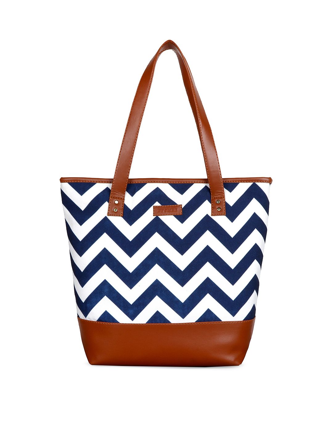 Lychee bags Blue & White Printed Tote Bag Price in India