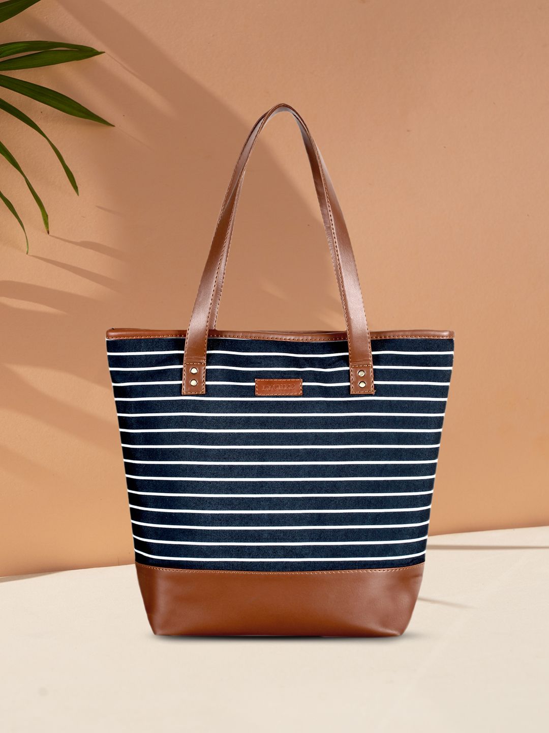 Lychee bags Black & White Striped Tote Bag Price in India