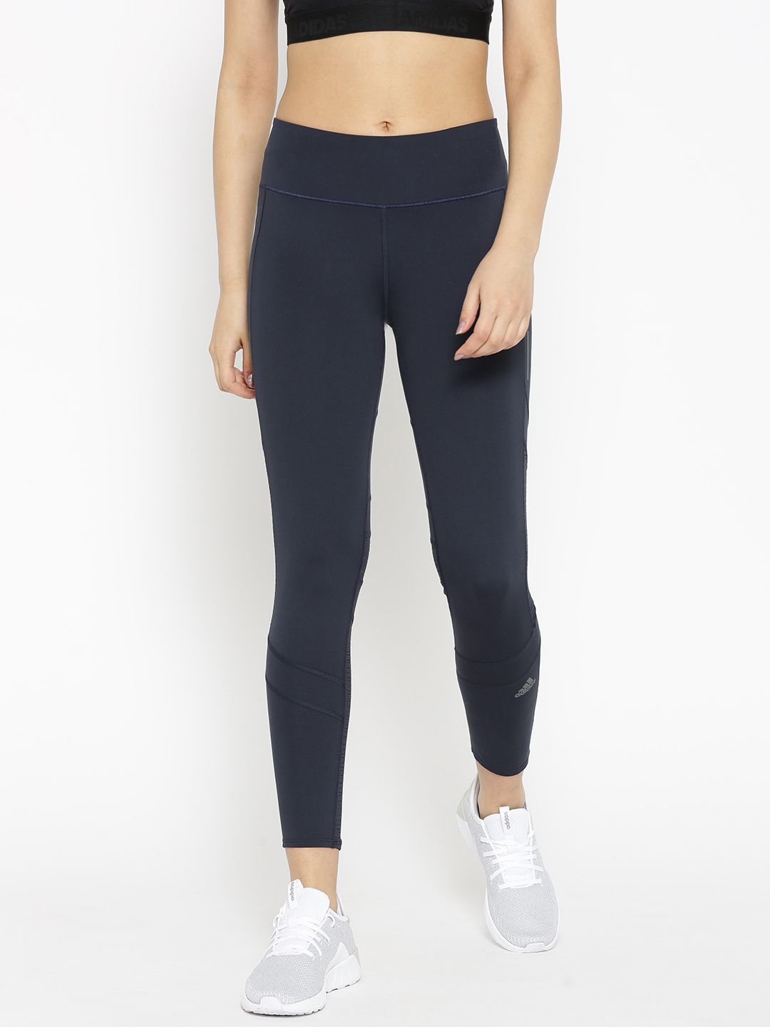ADIDAS Women Navy Blue Solid How We Do 34 Tights ADIDAS Women Navy Blue Solid How We Do 34 Tights